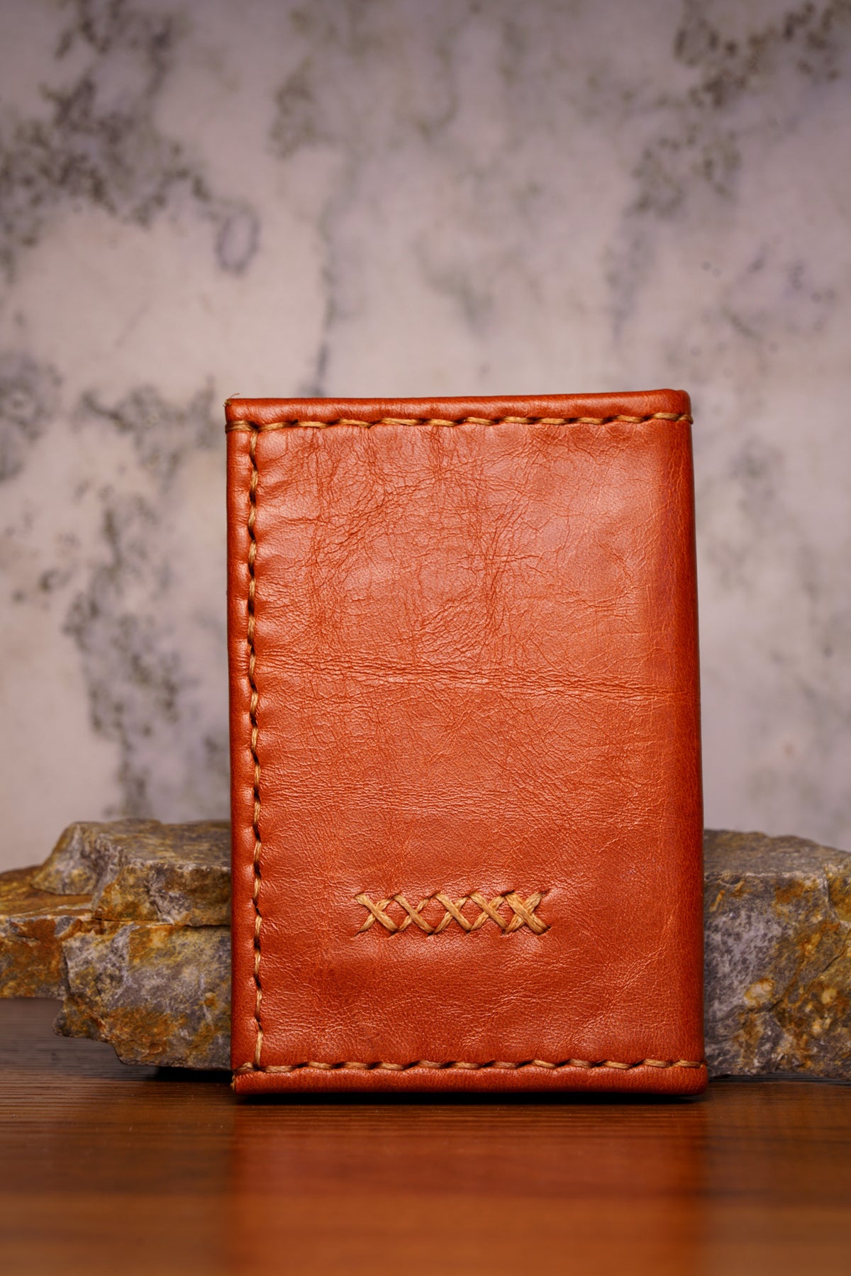 Leather Bi-Fold Cardholder - Cognac
